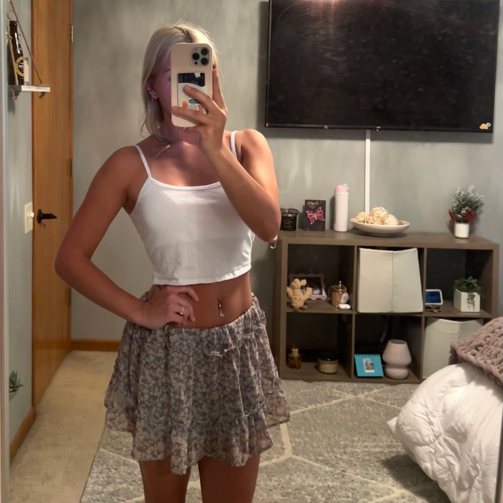 Sienna Sky Silver Ruffled Skater Mini Skirt
